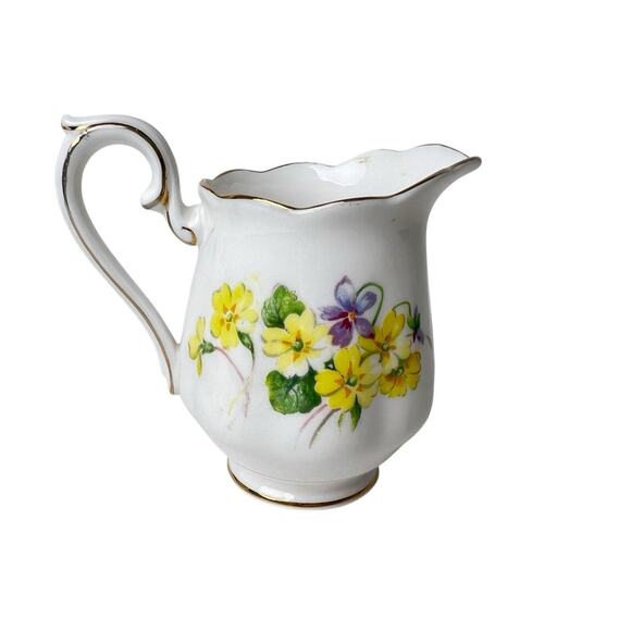 Royal Albert Creamer Sugar Set Bone China England Open Yellow Purple Flowers Vtg - Picture 6 of 12